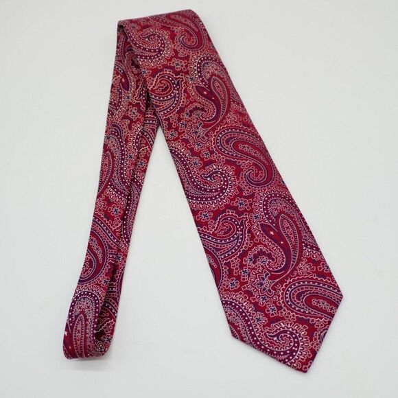 Pierre Cardin‎ Paisley Red Woven Silk Tie - Picture 6 of 6